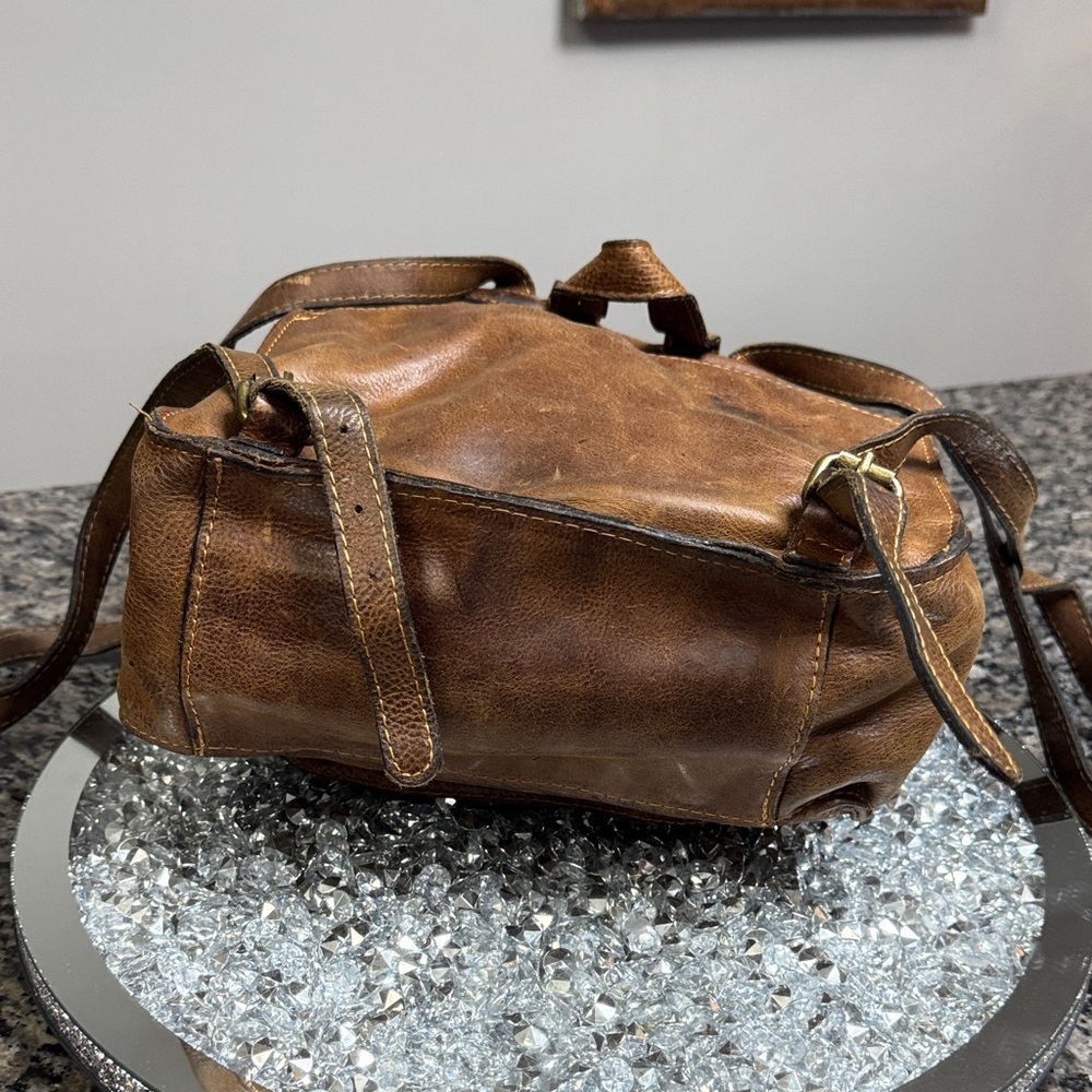 Patricia Nash Jovanna Tan Leather Rustic western Backpack with Tassel - Picture 7 of 16